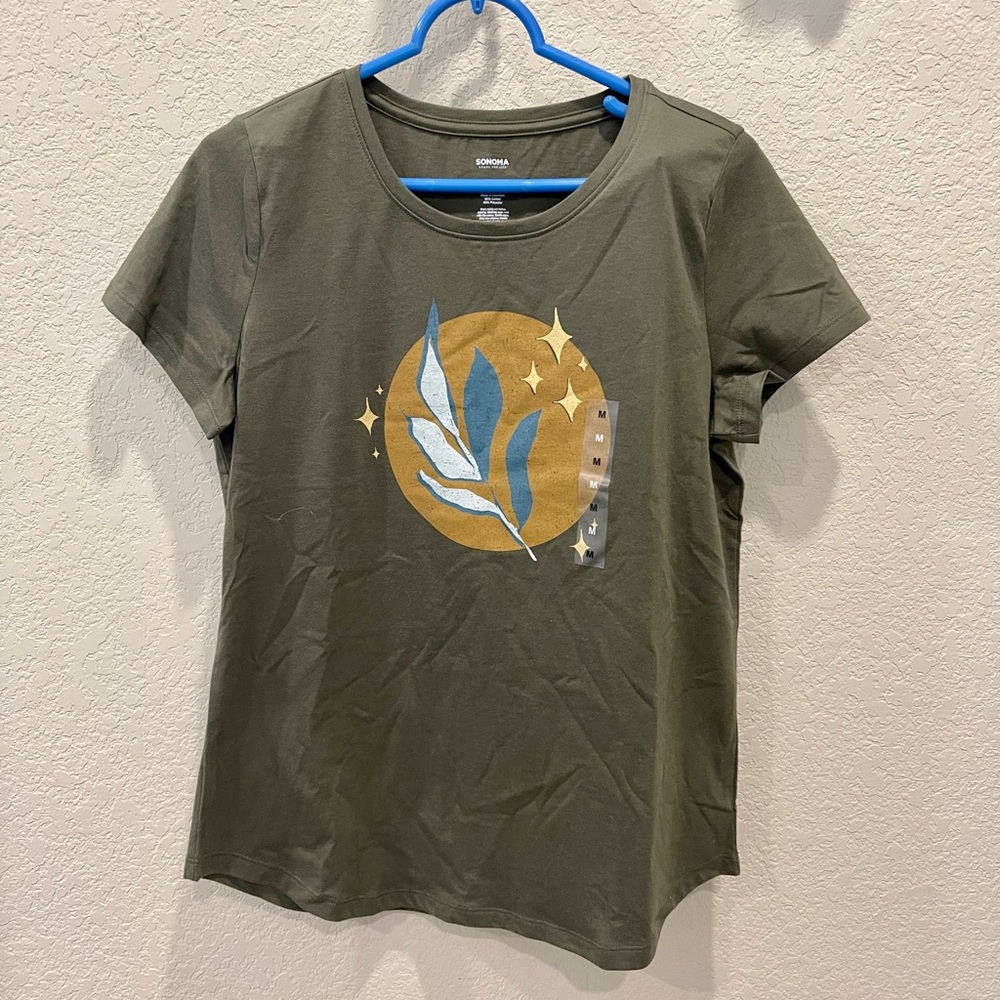 Sonoma NWT Green Patterned Tee, Medium